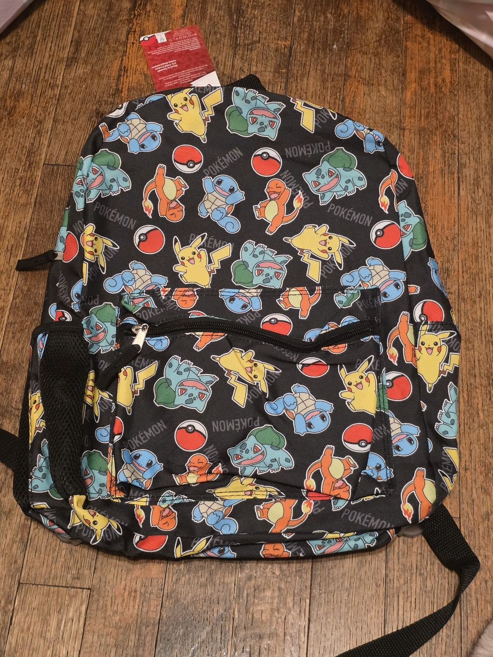 Pokemon Black Backpack with Pikachu, Bulbasaur, Charmander & Squirtle